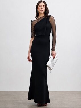 Marcella NYC Valeria DressEuropean Ponte One Shoulder Gown Maxi Size Medium
